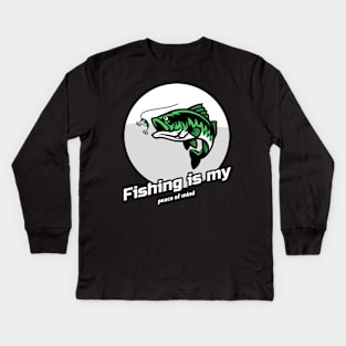 Fishing is my peace of mind Kids Long Sleeve T-Shirt